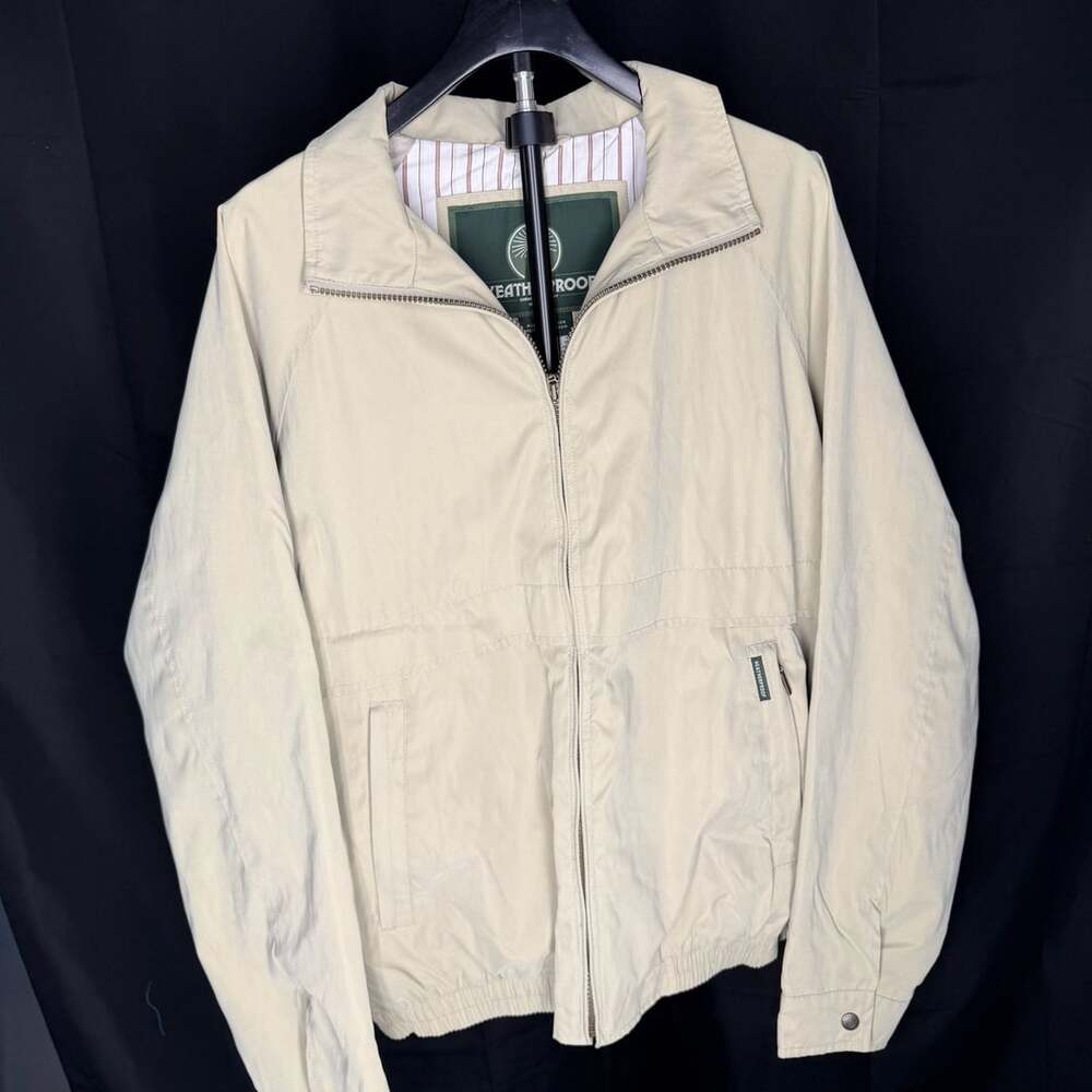 Weatherproof Full Zip Jacket Size L Beige Windbreaker Bomber